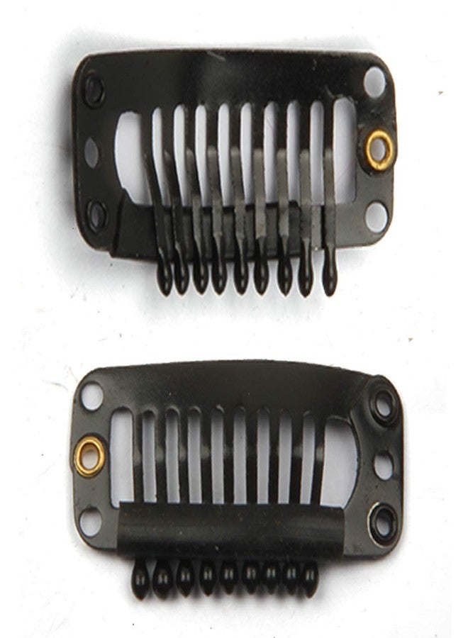 JFFX 30pcs Hair Extension Clip Stainless Steel Snap Clips for Hair Extensions DIY Wig Combs Toupee Clips 9-teeth 32mm 1.2g/pc (Black) - Image 3